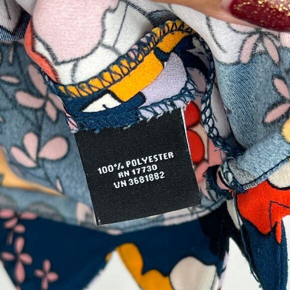 Victoria Beckham for Target Navy Floral Blouse Size xs scalloped hem - Picture 7 of 7